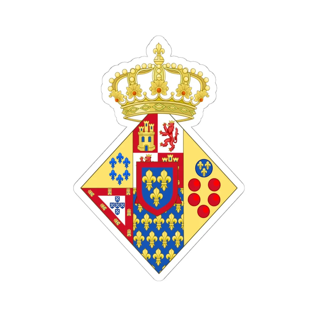 Coat of Arms of Princess of the Royal House of the Two Sicilies (Italy) (Coat of Arms) STICKER Vinyl Kiss-Cut Decal 6 Inch White - The Sticker Space