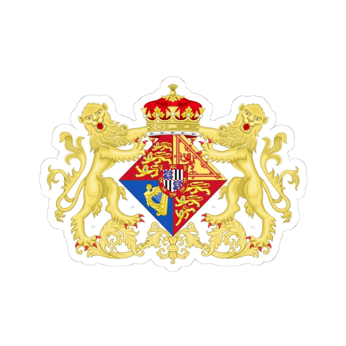 Coat of Arms of Princess Victoria Eugenie of Battenberg 1906 (Spain) (Coat of Arms) STICKER Vinyl Kiss-Cut Decal 4 Inch White - The Sticker Space