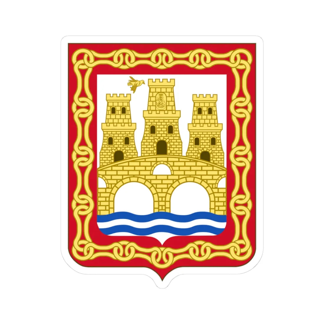 Coat of Arms of Puente La Reina (Spain) (Coat of Arms) STICKER Vinyl Kiss-Cut Decal 3 Inch White - The Sticker Space