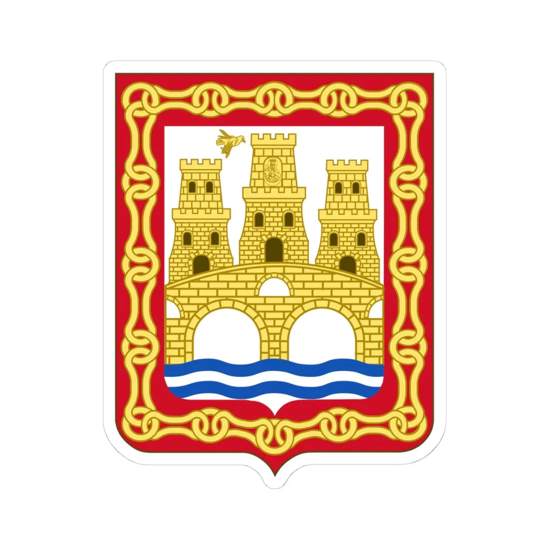 Coat of Arms of Puente La Reina (Spain) (Coat of Arms) STICKER Vinyl Kiss-Cut Decal 4 Inch White - The Sticker Space