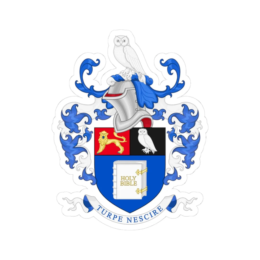 Coat of Arms of Queen Elizabeth Grammar School Wakefield (England) (Coat of Arms) STICKER Vinyl Kiss-Cut Decal 3 Inch White - The Sticker Space