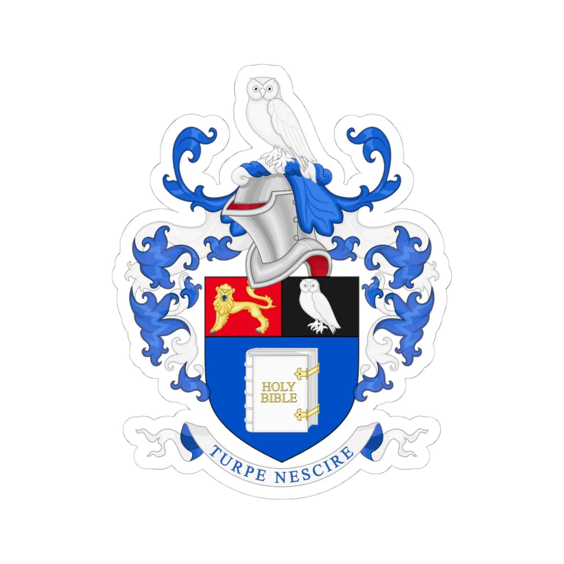 Coat of Arms of Queen Elizabeth Grammar School Wakefield (England) (Coat of Arms) STICKER Vinyl Kiss-Cut Decal 4 Inch White - The Sticker Space