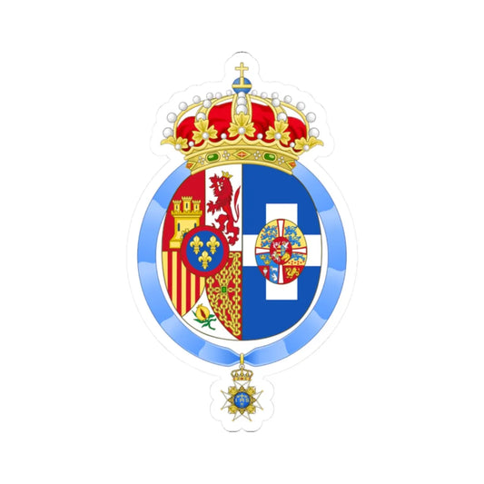 Coat of arms of Queen Sofia of Spain Order of Seraphim (Sweden) (Coat of Arms) STICKER Vinyl Kiss-Cut Decal 2 Inch White - The Sticker Space