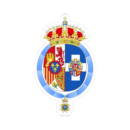 Coat of arms of Queen Sofia of Spain Order of Seraphim (Sweden) (Coat of Arms) STICKER Vinyl Kiss-Cut Decal 3 Inch White - The Sticker Space