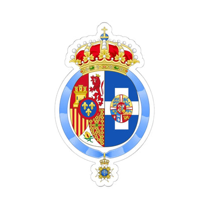 Coat of arms of Queen Sofia of Spain Order of Seraphim (Sweden) (Coat of Arms) STICKER Vinyl Kiss-Cut Decal 6 Inch White - The Sticker Space