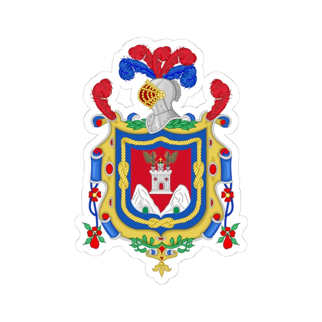 Coat of Arms of Quito (Spain) (Coat of Arms) STICKER Vinyl Kiss-Cut Decal 4 Inch White - The Sticker Space