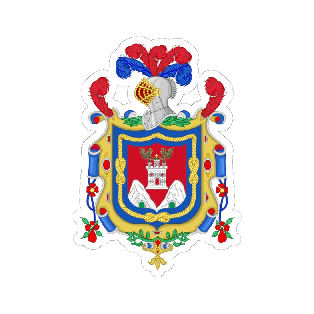 Coat of Arms of Quito (Spain) (Coat of Arms) STICKER Vinyl Kiss-Cut Decal 6 Inch White - The Sticker Space