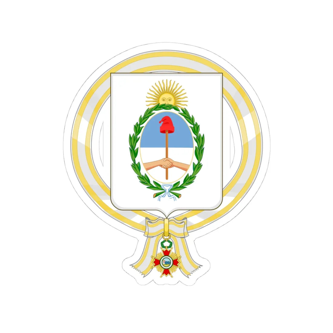 Coat of Arms of Raúl Alberto Lastiri Order of Isabella the Catholic (Argentina) (Coat of Arms) STICKER Vinyl Kiss-Cut Decal 4 Inch White - The Sticker Space