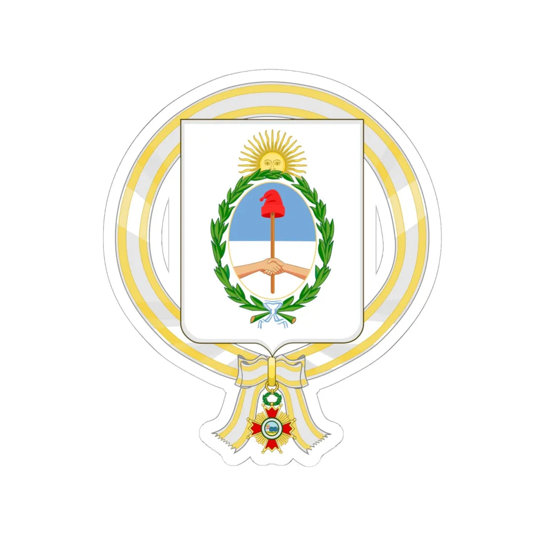 Coat of Arms of Raúl Alberto Lastiri Order of Isabella the Catholic (Argentina) (Coat of Arms) STICKER Vinyl Kiss-Cut Decal 6 Inch White - The Sticker Space