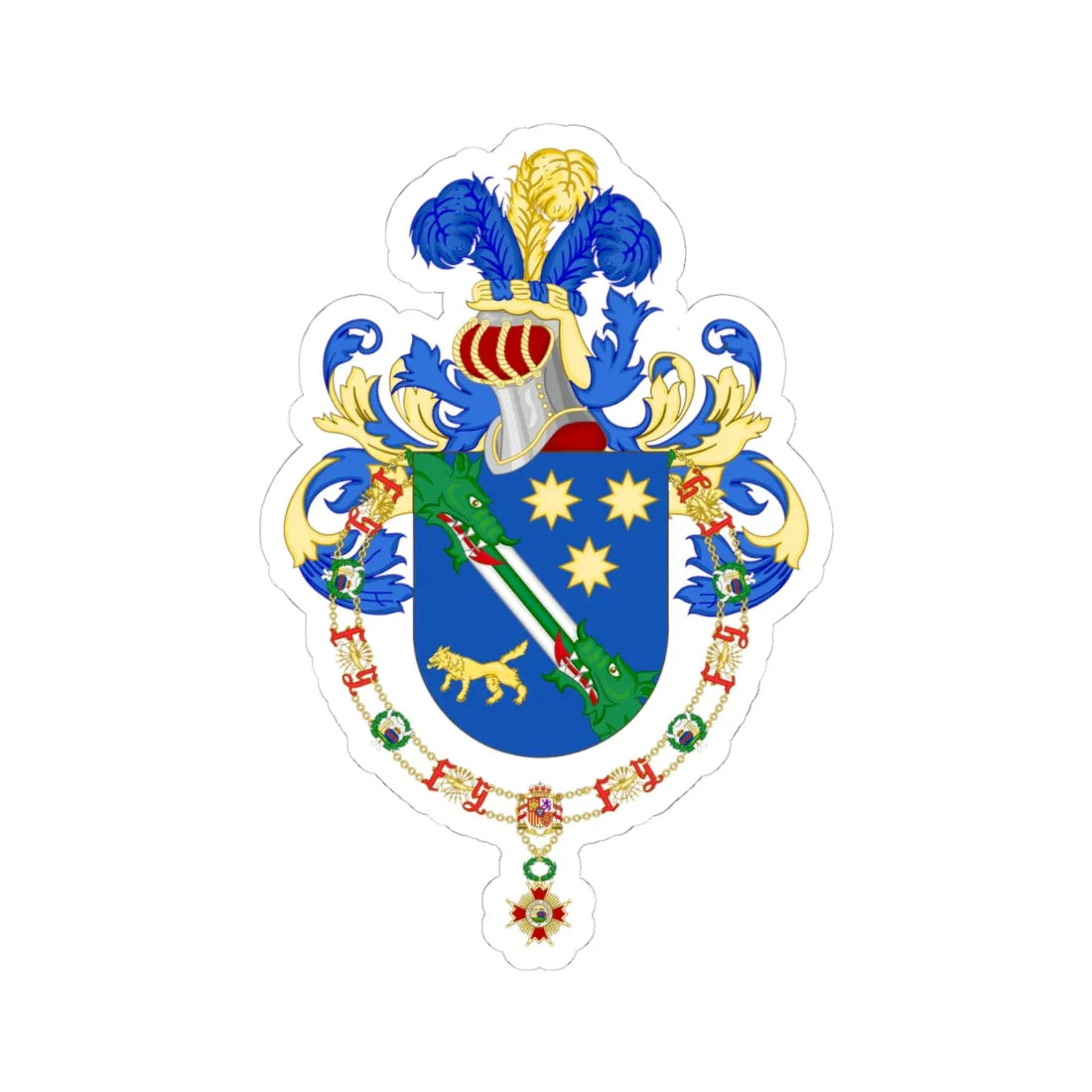 Coat of Arms of Raúl Alfonsín Order of Isabella the Catholic (Argentina) (Coat of Arms) STICKER Vinyl Kiss-Cut Decal 4 Inch White - The Sticker Space