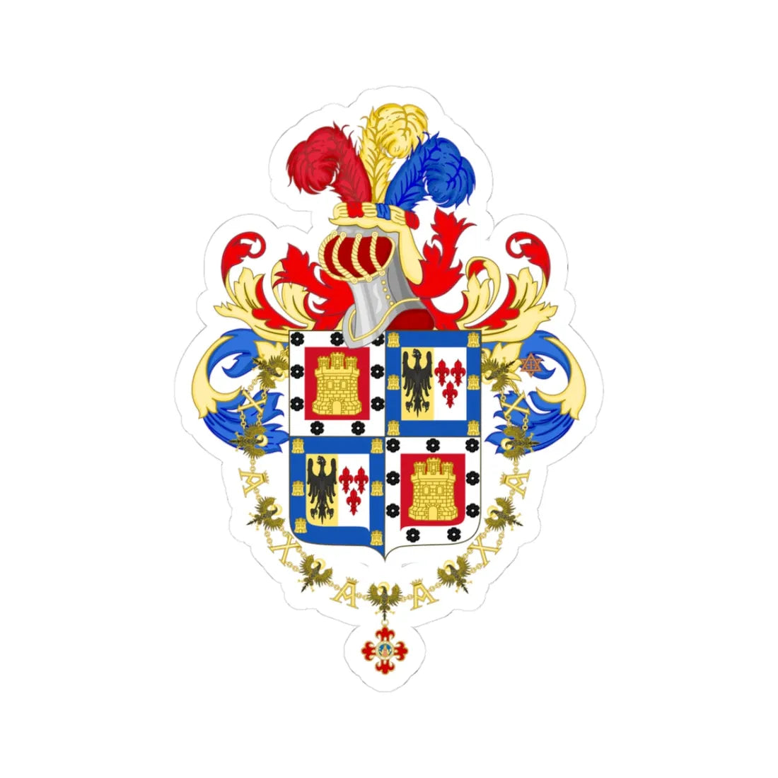 Coat of Arms of Ramón Menéndez Pidal (Spain) (Coat of Arms) STICKER Vinyl Kiss-Cut Decal 3 Inch White - The Sticker Space