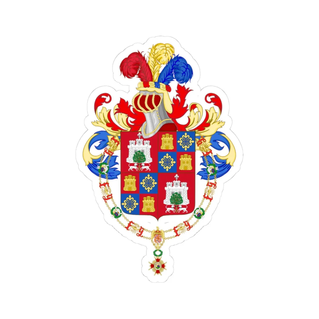 Coat of Arms of Ramón Serapio Antonio Castillo Order of Isabella the Catholic (Argentina) (Coat of Arms) STICKER Vinyl Kiss-Cut Decal 3 Inch White - The Sticker Space