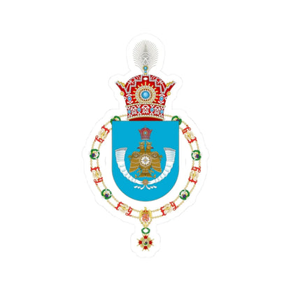 Coat of Arms of Reza Pahlavi Crown Prince of Iran Order of Isabella the Catholic (Iran) (Coat of Arms) STICKER Vinyl Kiss-Cut Decal 2 Inch White - The Sticker Space