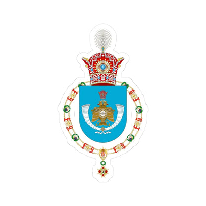 Coat of Arms of Reza Pahlavi Crown Prince of Iran Order of Isabella the Catholic (Iran) (Coat of Arms) STICKER Vinyl Kiss-Cut Decal 3 Inch White - The Sticker Space