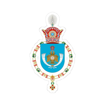 Coat of Arms of Reza Pahlavi Crown Prince of Iran Order of Isabella the Catholic (Iran) (Coat of Arms) STICKER Vinyl Kiss-Cut Decal 4 Inch White - The Sticker Space