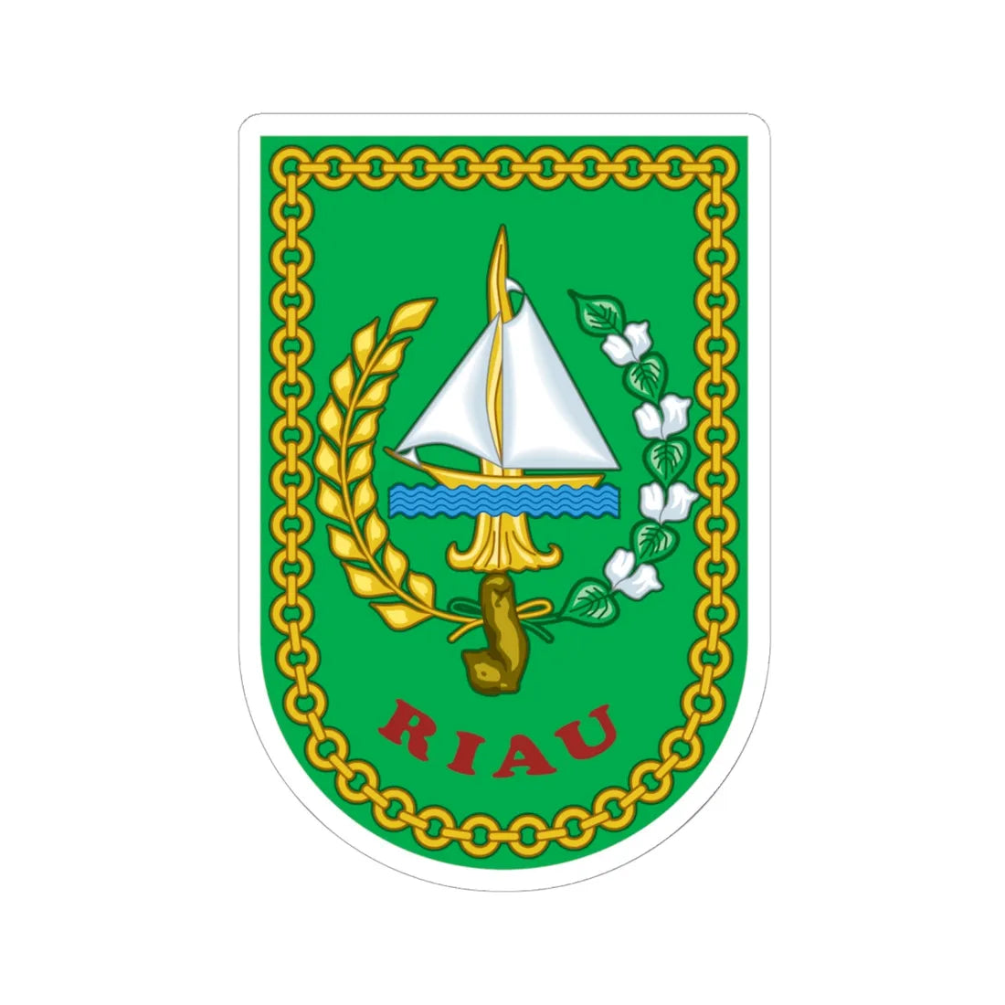Coat of arms of Riau (Indonesia) (Coat of Arms) STICKER Vinyl Kiss-Cut Decal 6 Inch White - The Sticker Space