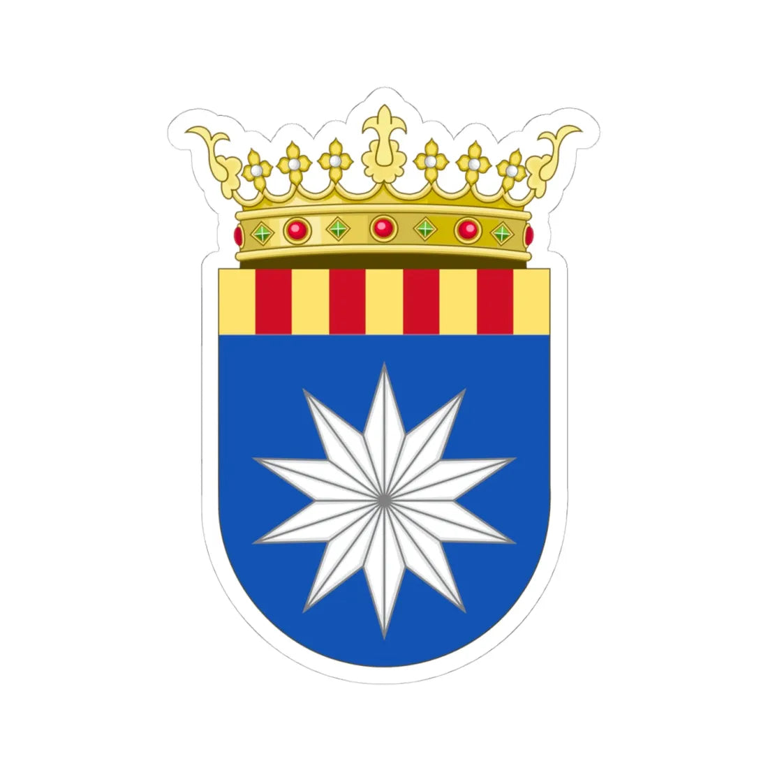 Coat of Arms of Ribera Baja del Ebro (Spain) (Coat of Arms) STICKER Vinyl Kiss-Cut Decal 4 Inch White - The Sticker Space