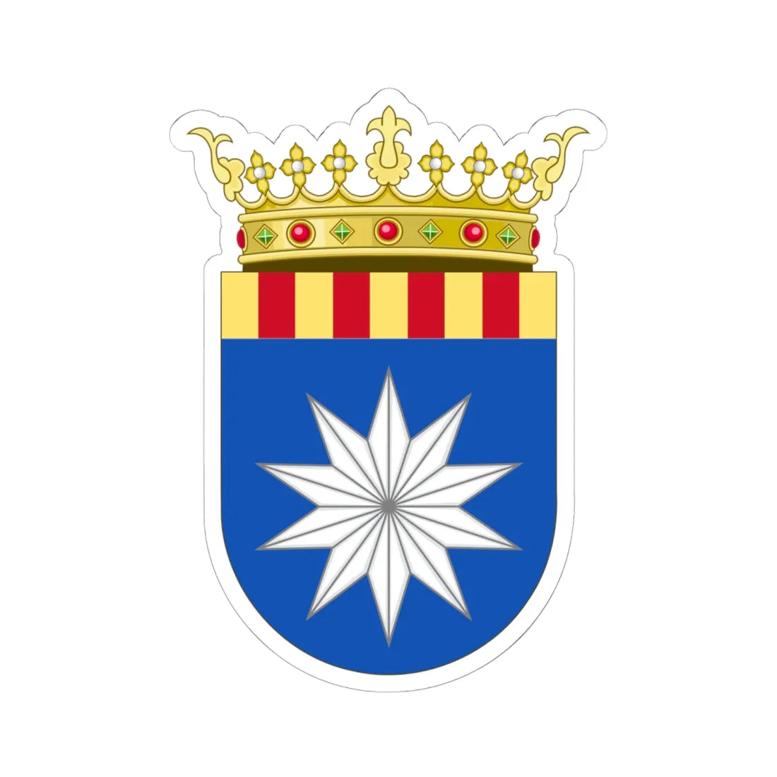 Coat of Arms of Ribera Baja del Ebro (Spain) (Coat of Arms) STICKER Vinyl Kiss-Cut Decal 6 Inch White - The Sticker Space