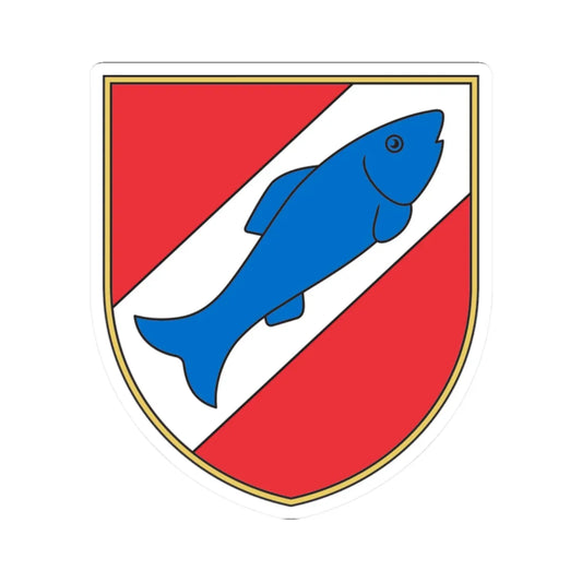 Coat of arms of Ribnica golden border (Slovenia) (Coat of Arms) STICKER Vinyl Kiss-Cut Decal 2 Inch White - The Sticker Space