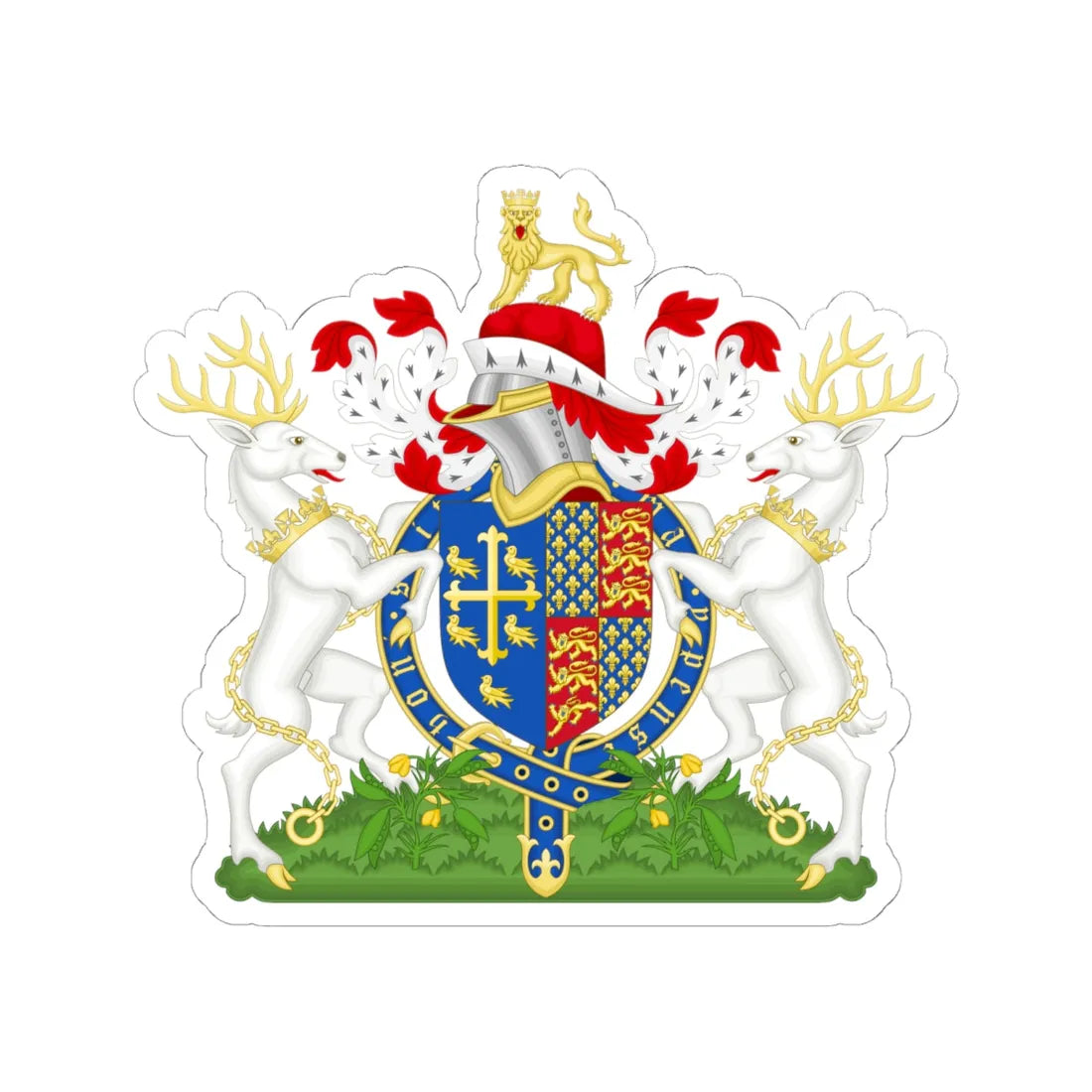 Coat of Arms of Richard II of England 1377-1399 Variant 3 (England) (Coat of Arms) STICKER Vinyl Kiss-Cut Decal 6 Inch White - The Sticker Space