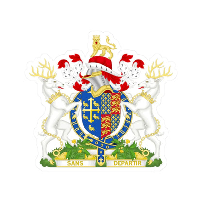 Coat of Arms of Richard II of England 1377-1399 Variant Motto 2 (England) (Coat of Arms) STICKER Vinyl Kiss-Cut Decal 2 Inch White - The Sticker Space