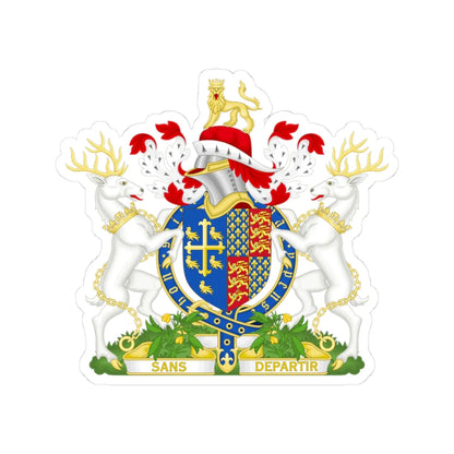 Coat of Arms of Richard II of England 1377-1399 Variant Motto 2 (England) (Coat of Arms) STICKER Vinyl Kiss-Cut Decal 3 Inch White - The Sticker Space
