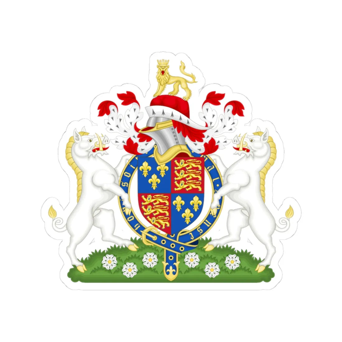 Coat of Arms of Richard III of England 1483-1485 Variant 1 (England) (Coat of Arms) STICKER Vinyl Kiss-Cut Decal 3 Inch White - The Sticker Space