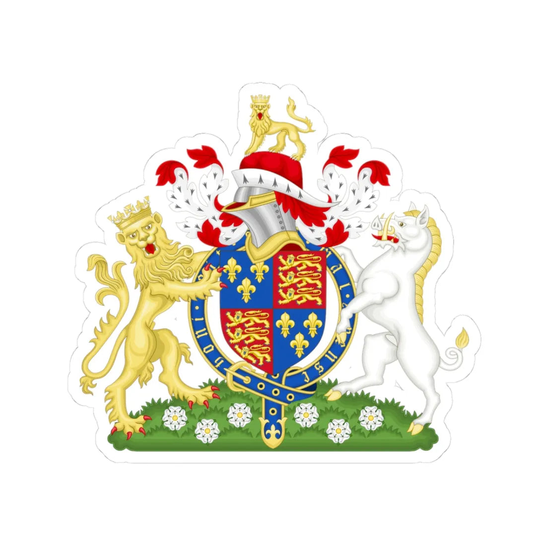 Coat of Arms of Richard III of England 1483-1485 Variant 3 (England) (Coat of Arms) STICKER Vinyl Kiss-Cut Decal 3 Inch White - The Sticker Space