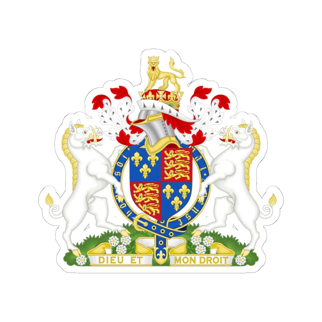 Coat of Arms of Richard III of England 1483-1485 Variant Motto 1 (England) (Coat of Arms) STICKER Vinyl Kiss-Cut Decal 6 Inch White - The Sticker Space