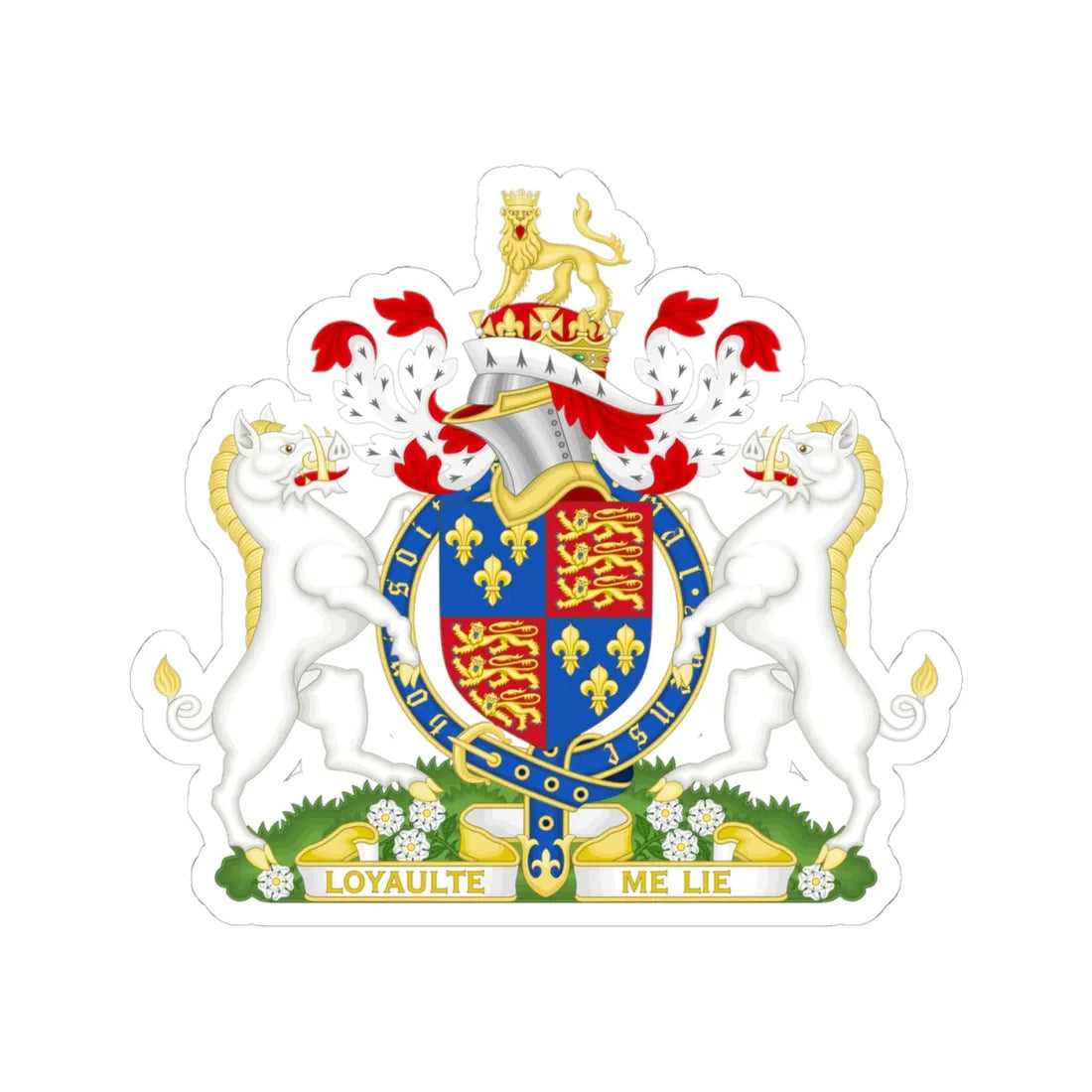 Coat of Arms of Richard III of England 1483-1485 Variant Motto 2 (England) (Coat of Arms) STICKER Vinyl Kiss-Cut Decal 4 Inch White - The Sticker Space