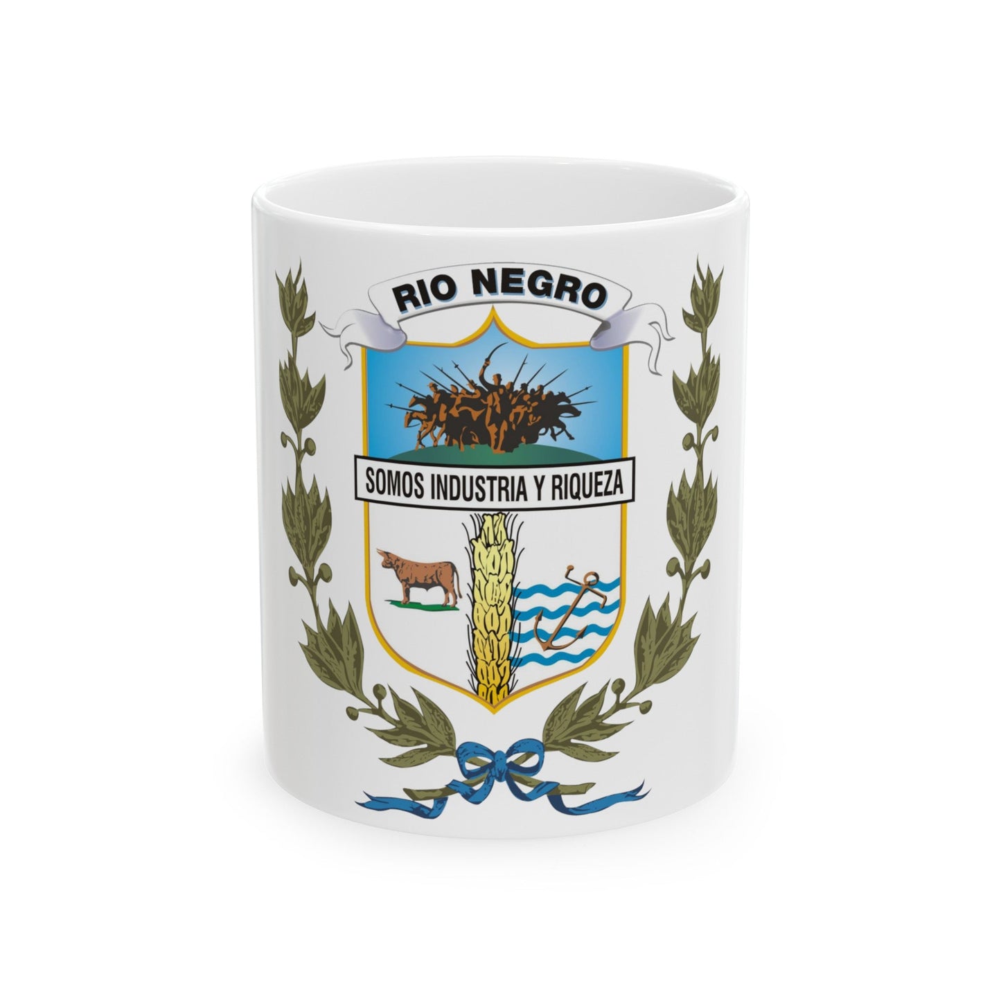 Coat of arms of Rio Negro Department - White Coffee Mug-11oz-The Sticker Space