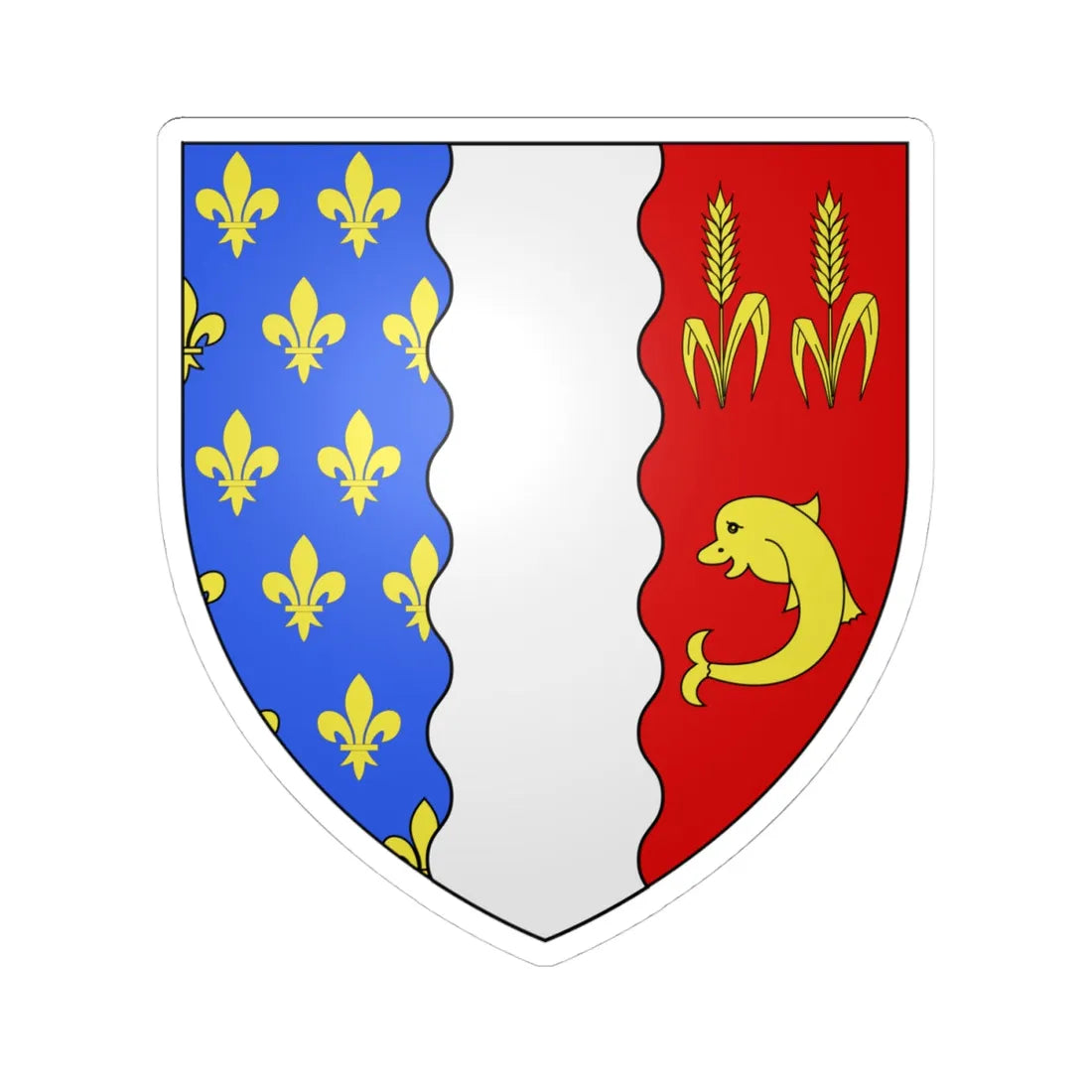 Coat of arms of Rivière-Ouelle (Canada) (Coat of Arms) STICKER Vinyl Kiss-Cut Decal 4 Inch White - The Sticker Space