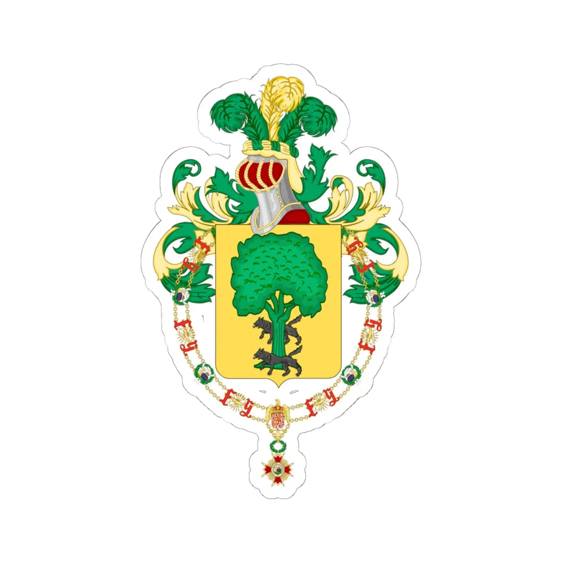 Coat of Arms of Roberto Marcelino Ortiz Order of Isabella the Catholic (Argentina) (Coat of Arms) STICKER Vinyl Kiss-Cut Decal 6 Inch White - The Sticker Space