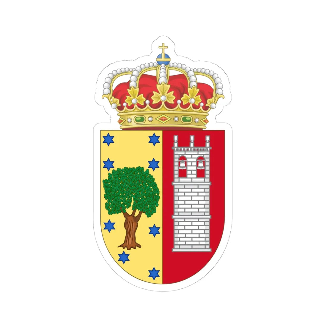 Coat of Arms of Robledo de Chavela (Spain) (Coat of Arms) STICKER Vinyl Kiss-Cut Decal 4 Inch White - The Sticker Space