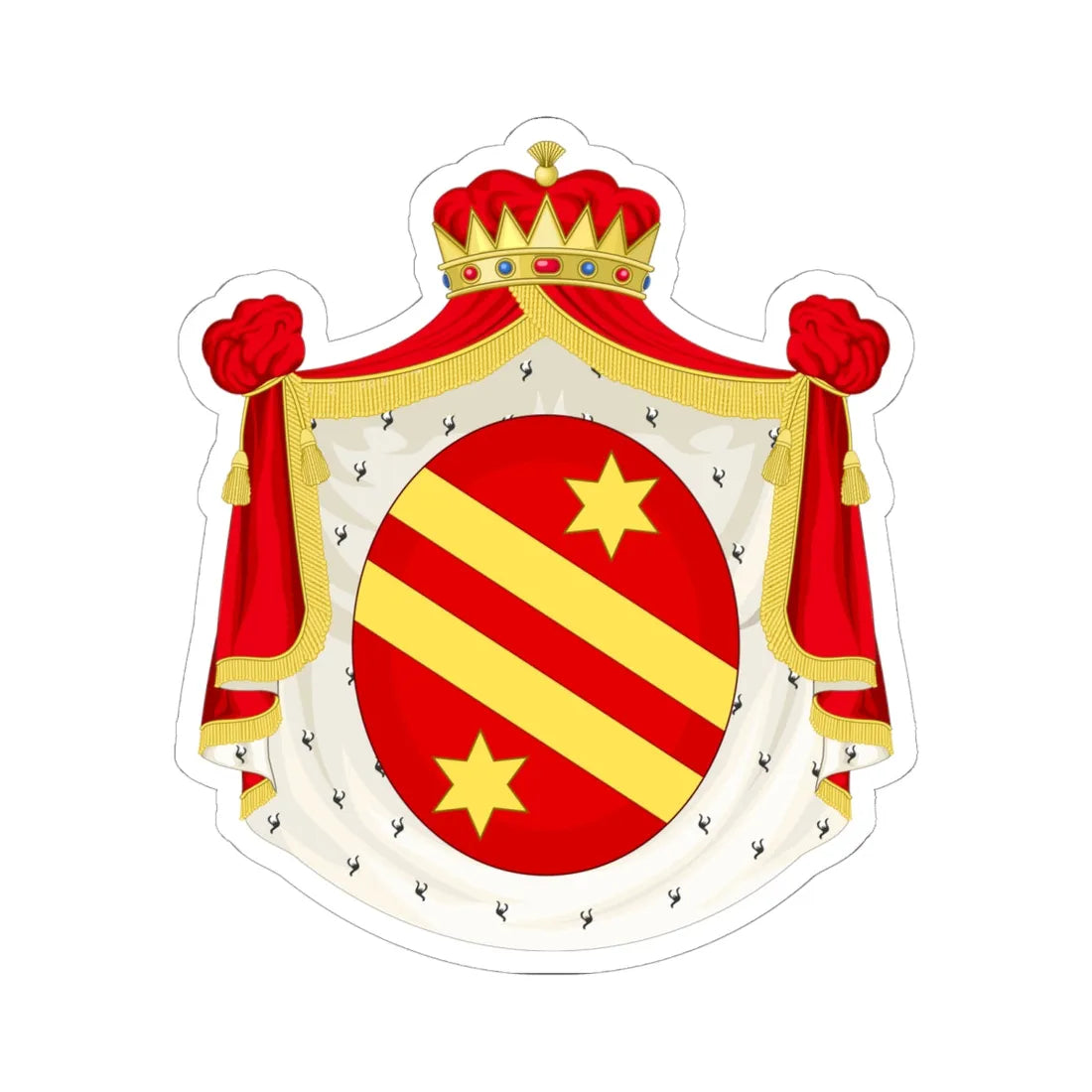 Coat of Arms of Roman Prince of Canino (Italy) (Coat of Arms) STICKER Vinyl Kiss-Cut Decal 6 Inch White - The Sticker Space