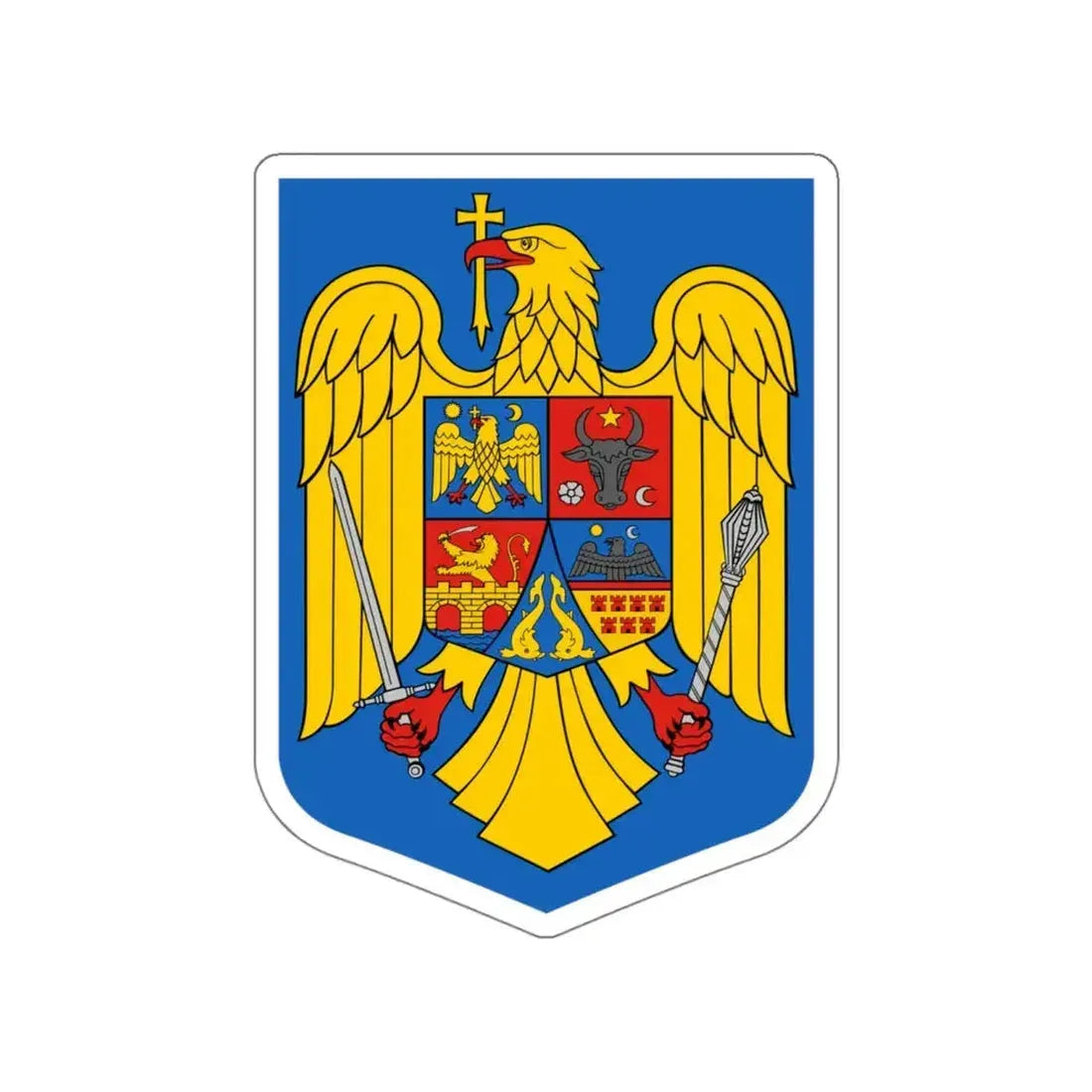 Coat of arms of Romania (1992–2016) STICKER Vinyl Die-Cut Decal 6 Inch - The Sticker Space