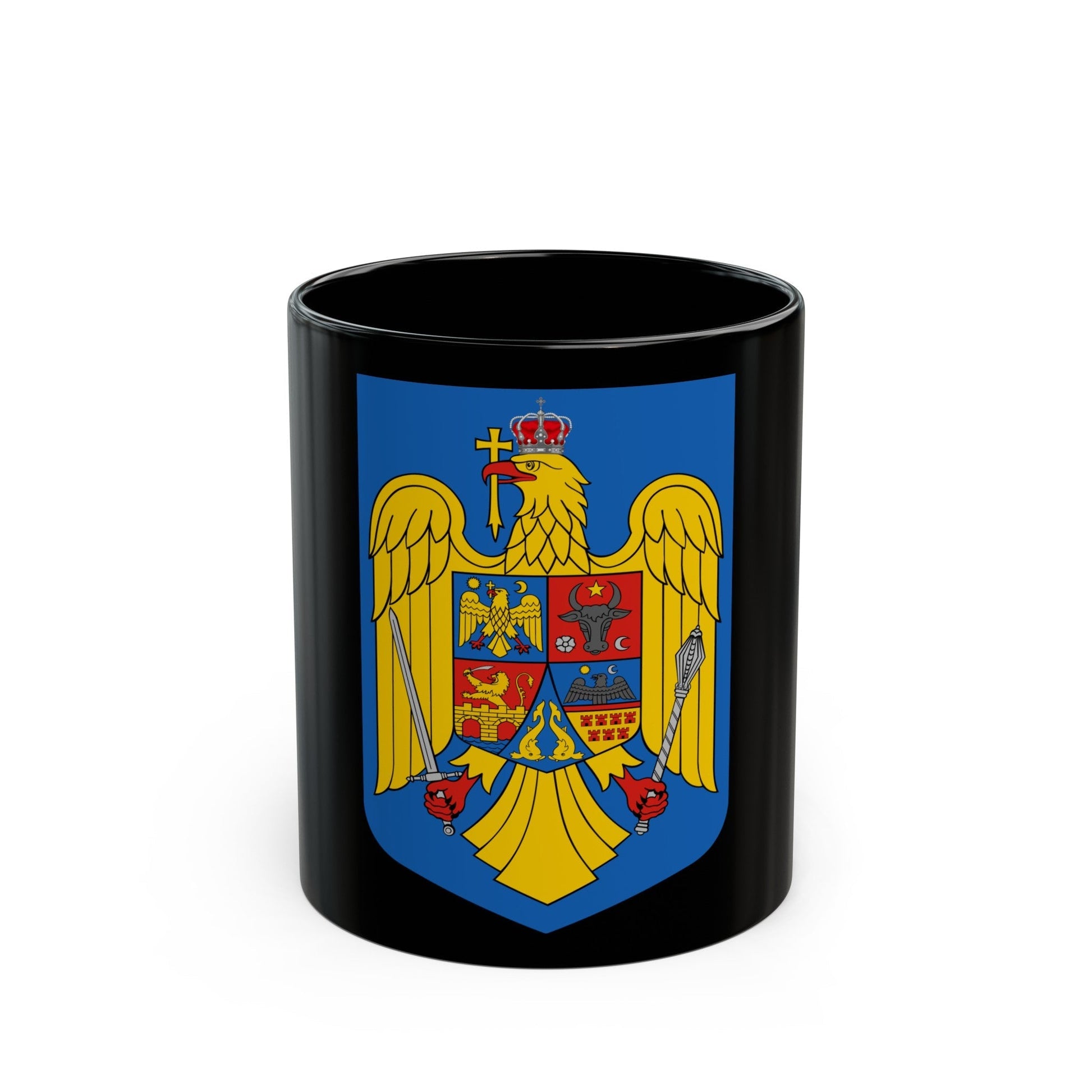 Coat of arms of Romania - Black Coffee Mug-11oz-The Sticker Space