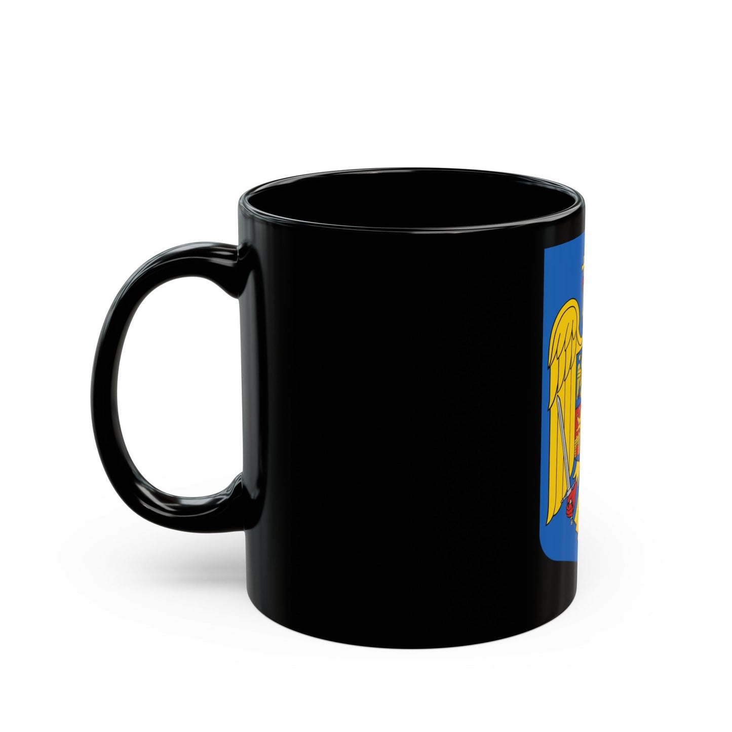 Coat of arms of Romania - Black Coffee Mug-The Sticker Space