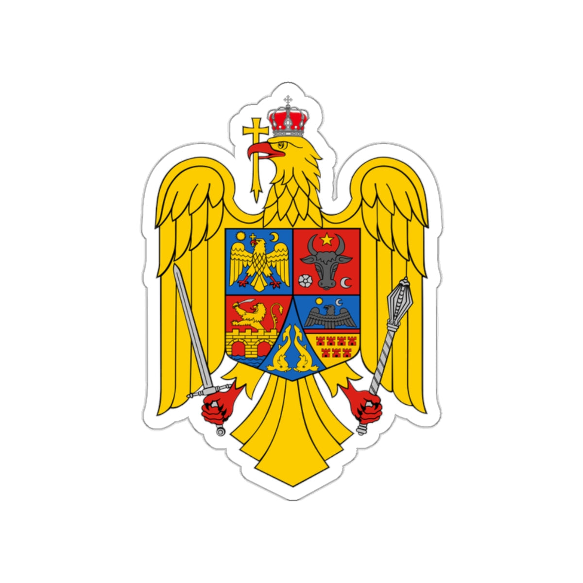 Coat of arms of Romania Eagle STICKER Vinyl Die-Cut Decal-White-The Sticker Space