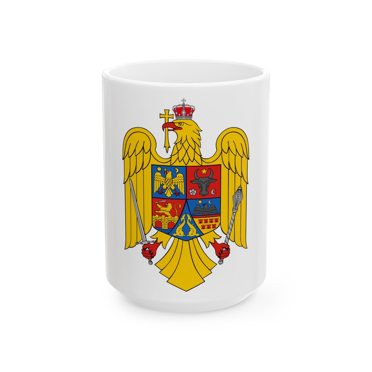 Coat of arms of Romania Eagle - White Coffee Mug-15oz-The Sticker Space