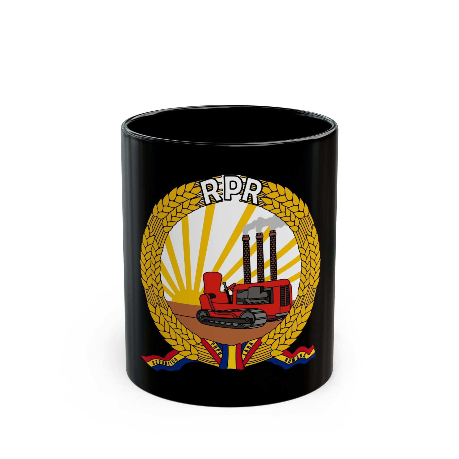 Coat of arms of Romania (January-March 1948) - Black Coffee Mug-11oz-The Sticker Space