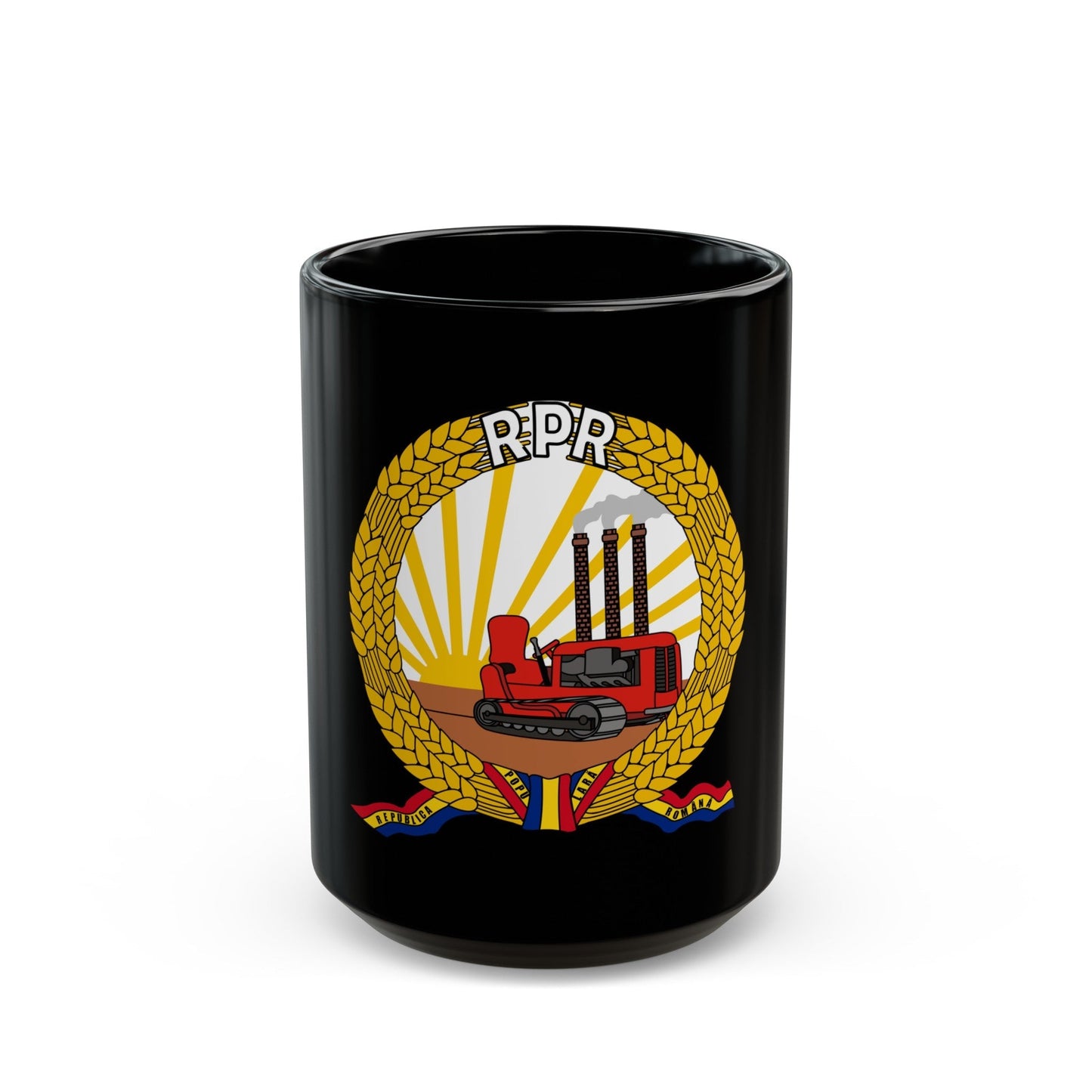 Coat of arms of Romania (January-March 1948) - Black Coffee Mug-15oz-The Sticker Space