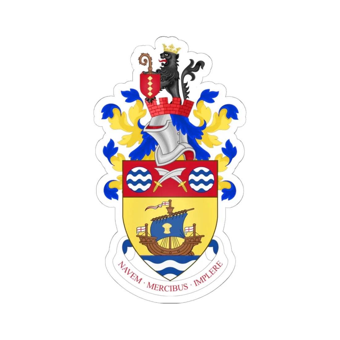 Coat of arms of Runcorn Urban District Council (England) (Coat of Arms) STICKER Vinyl Kiss-Cut Decal 6 Inch White - The Sticker Space