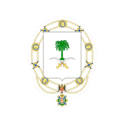 Coat of Arms of Saúd and Fáisal of Saudi Arabia Spanish Order of the Civil Merit (Saudi Arabia) (Coat of Arms) STICKER Vinyl Kiss-Cut Decal 2 Inch White - The Sticker Space