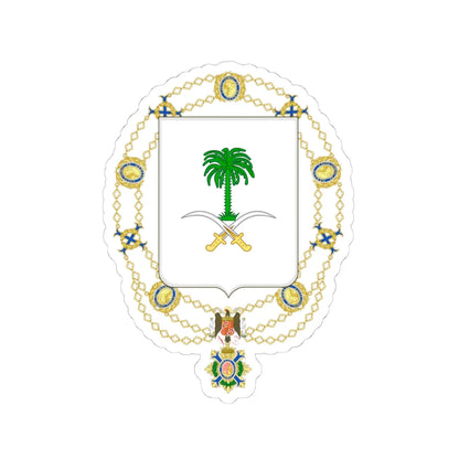 Coat of Arms of Saúd and Fáisal of Saudi Arabia Spanish Order of the Civil Merit (Saudi Arabia) (Coat of Arms) STICKER Vinyl Kiss-Cut Decal 4 Inch White - The Sticker Space