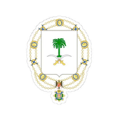 Coat of Arms of Saúd and Fáisal of Saudi Arabia Spanish Order of the Civil Merit (Saudi Arabia) (Coat of Arms) STICKER Vinyl Kiss-Cut Decal 6 Inch White - The Sticker Space