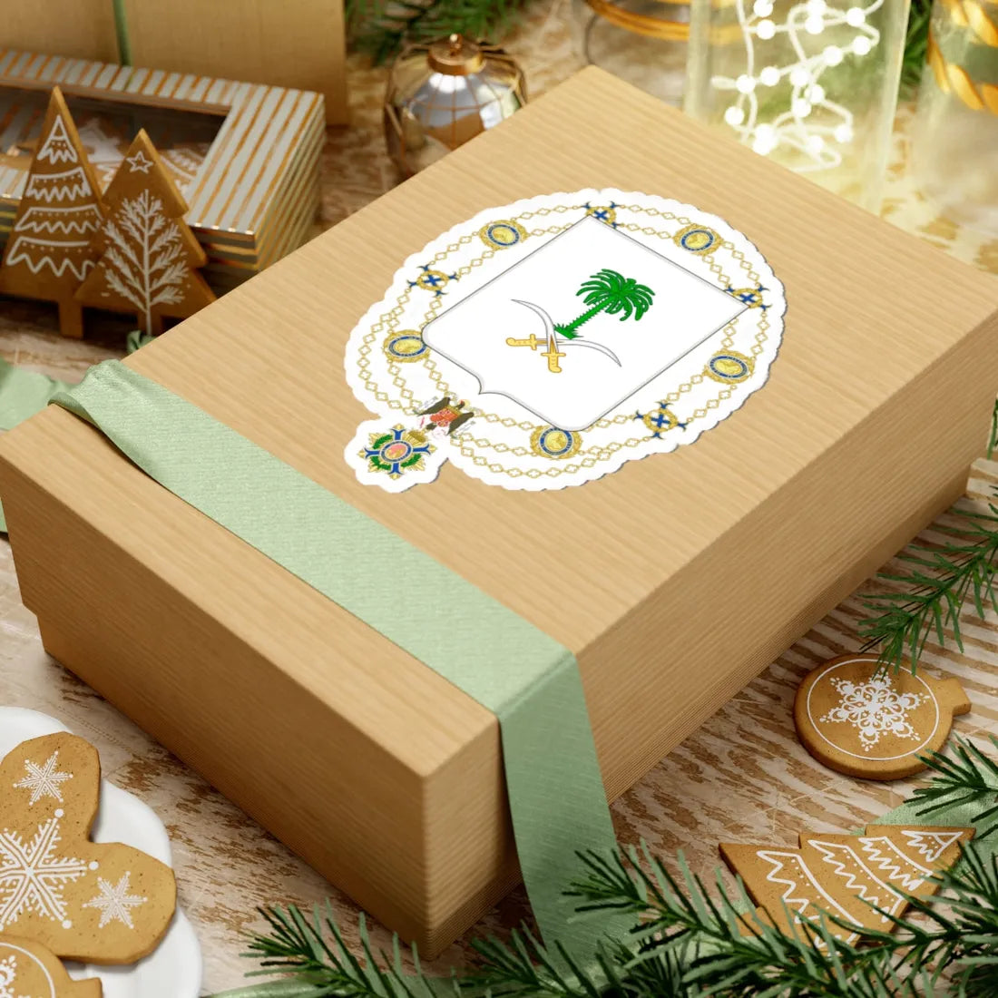 Coat of Arms of Saúd and Fáisal of Saudi Arabia Spanish Order of the Civil Merit (Saudi Arabia) (Coat of Arms) STICKER Vinyl Kiss-Cut Decal - The Sticker Space