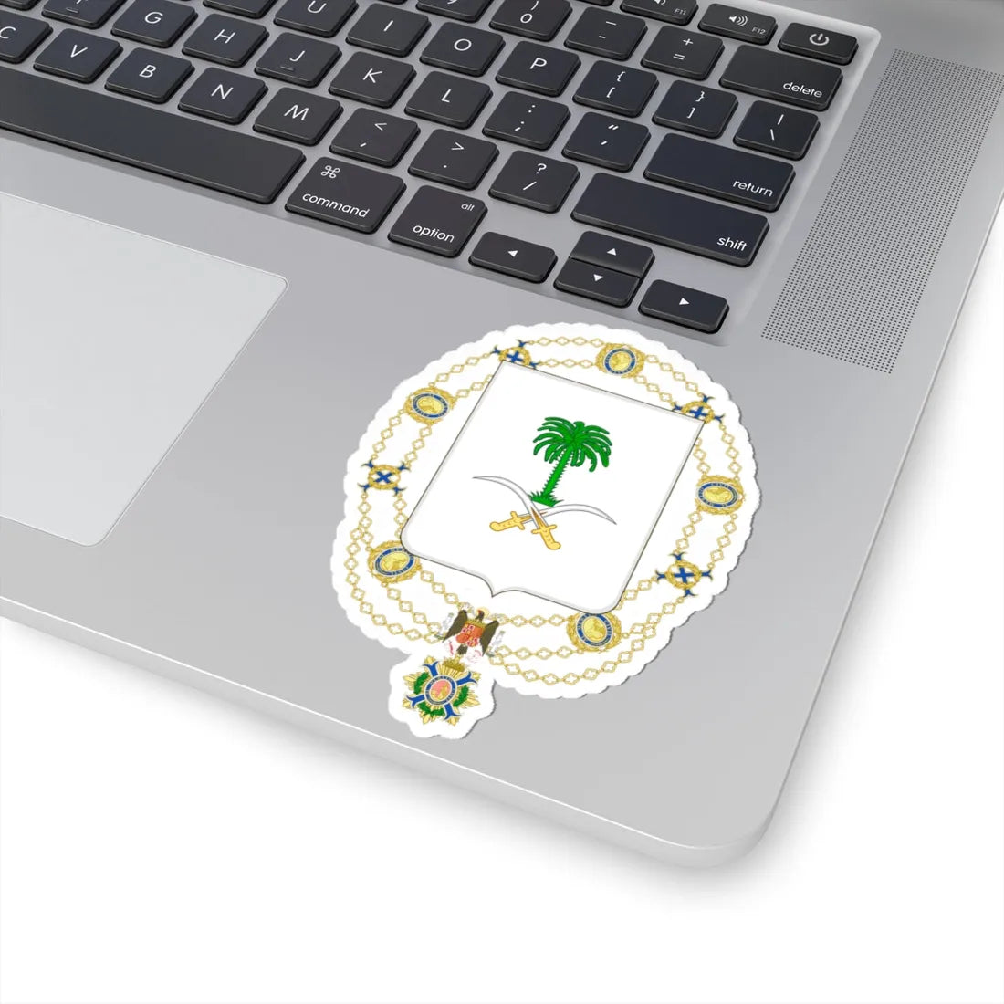 Coat of Arms of Saúd and Fáisal of Saudi Arabia Spanish Order of the Civil Merit (Saudi Arabia) (Coat of Arms) STICKER Vinyl Kiss-Cut Decal - The Sticker Space