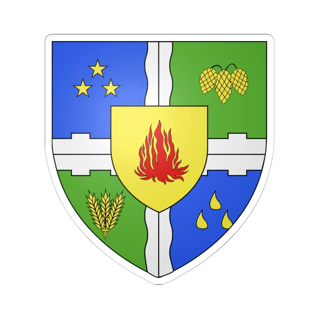 Coat of arms of Sainte-Hélène-de-Kamouraska (Canada) (Coat of Arms) STICKER Vinyl Kiss-Cut Decal 6 Inch White - The Sticker Space