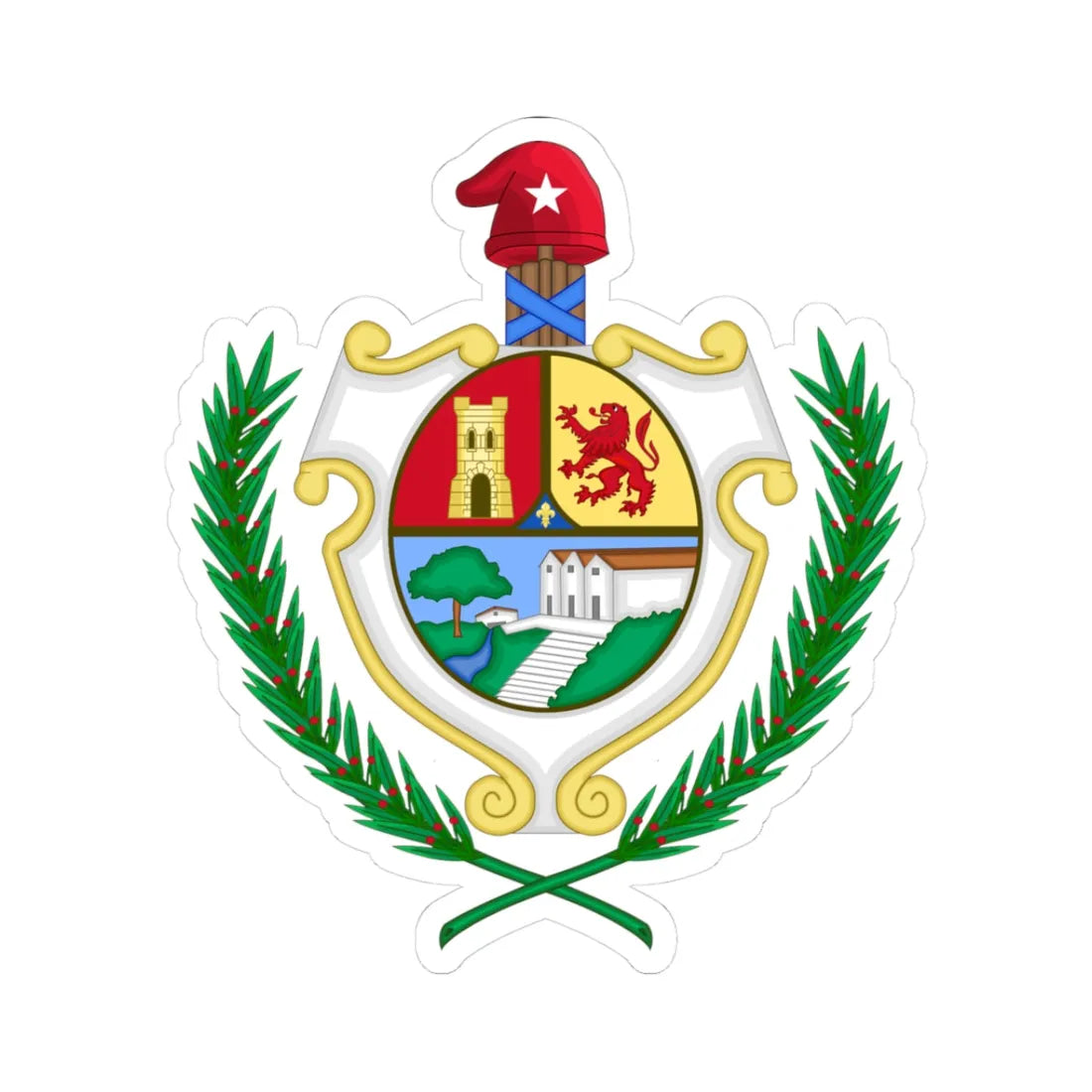 Coat of arms of San Antonio de los Baños Cuba (Cuba) (Coat of Arms) STICKER Vinyl Kiss-Cut Decal 3 Inch White - The Sticker Space